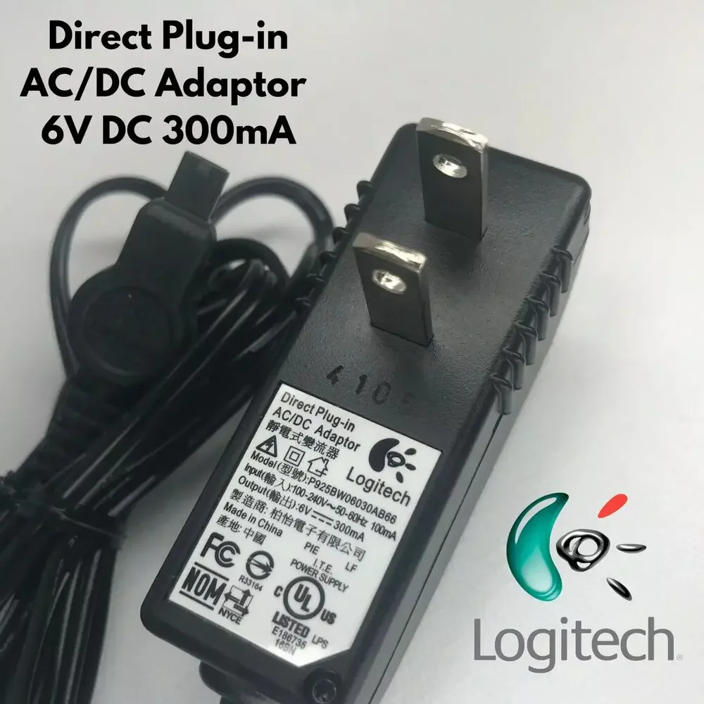 Genuine LOGITECH P925BW06030AB66 Power Supply Adapter 6V 300mA OEM AC/DC Adaptor